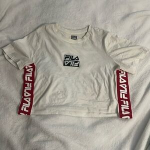 Red and white FILA crop top, size SMALL.